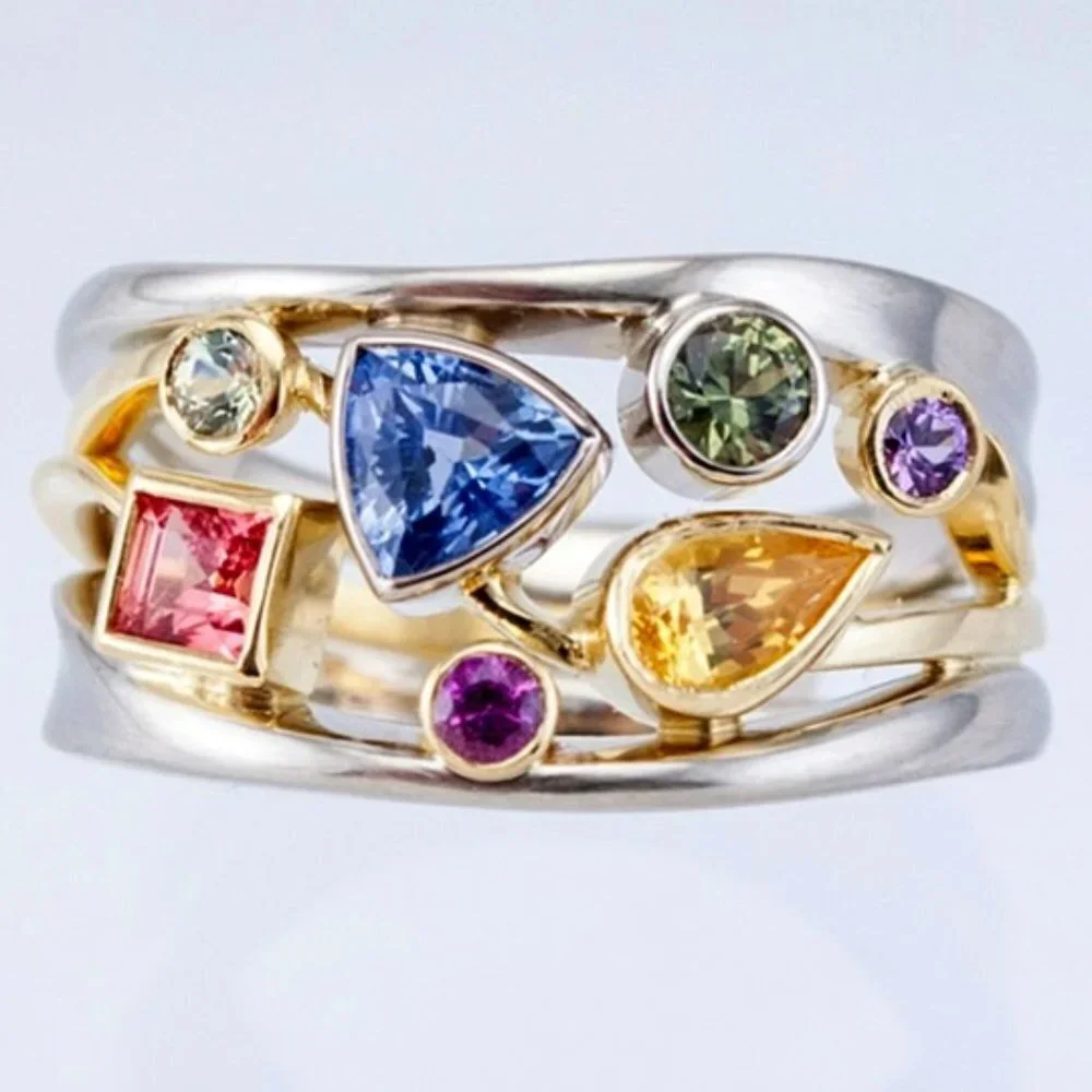 😍Multi Color Stone 925 Silver Ring for Women, F032 (LIMITED EDITION!!)